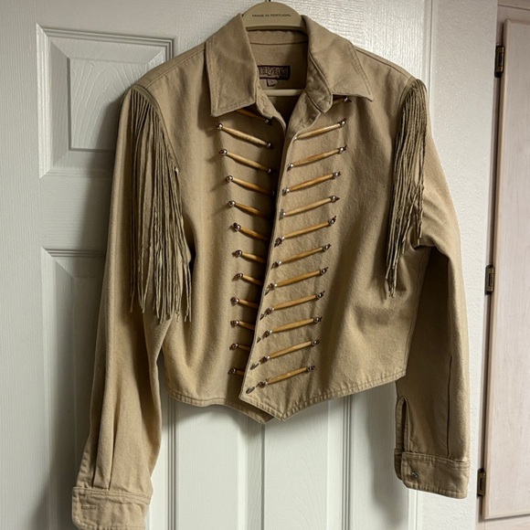 Double D Ranch Jackets & Blazers - Double D Ranch Tan Fringe & Bone Style Jacket Size Large